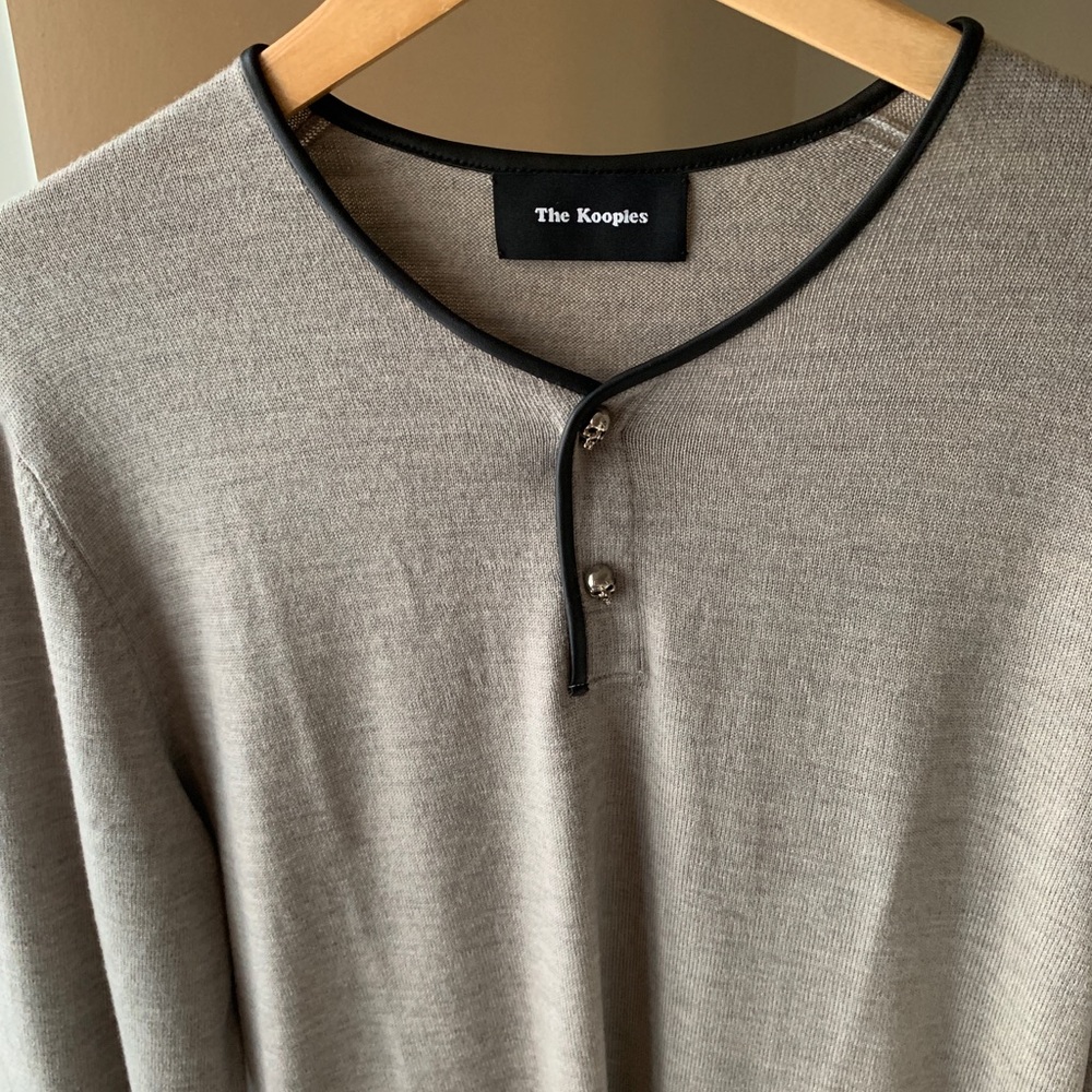 The Kooples Merino wool and leather Henley